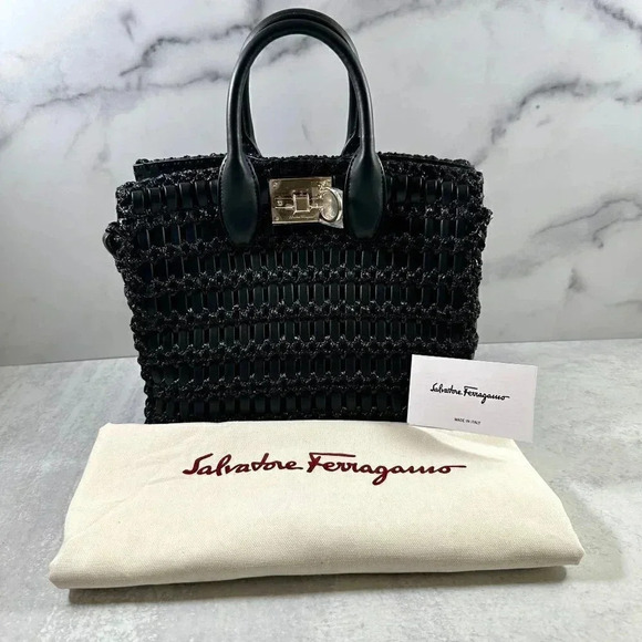 Salvatore Ferragamo Handbags - Ferragamo Studio Woven Leather Box Bag